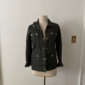 J. Crew Dark Utility Jacket with Gold Accents
